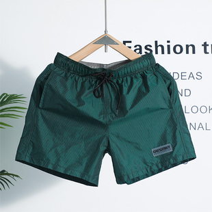 沙滩裤男夏季轻薄速干三分裤海边度假高级感条纹短裤宽松休闲裤子