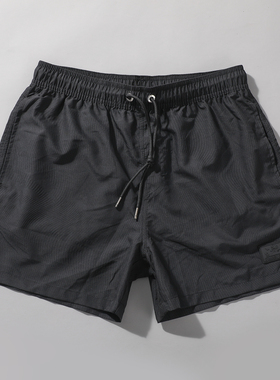 黑色百搭休闲四分短裤男士运动健身轻薄透气宽松可下水速干沙滩裤