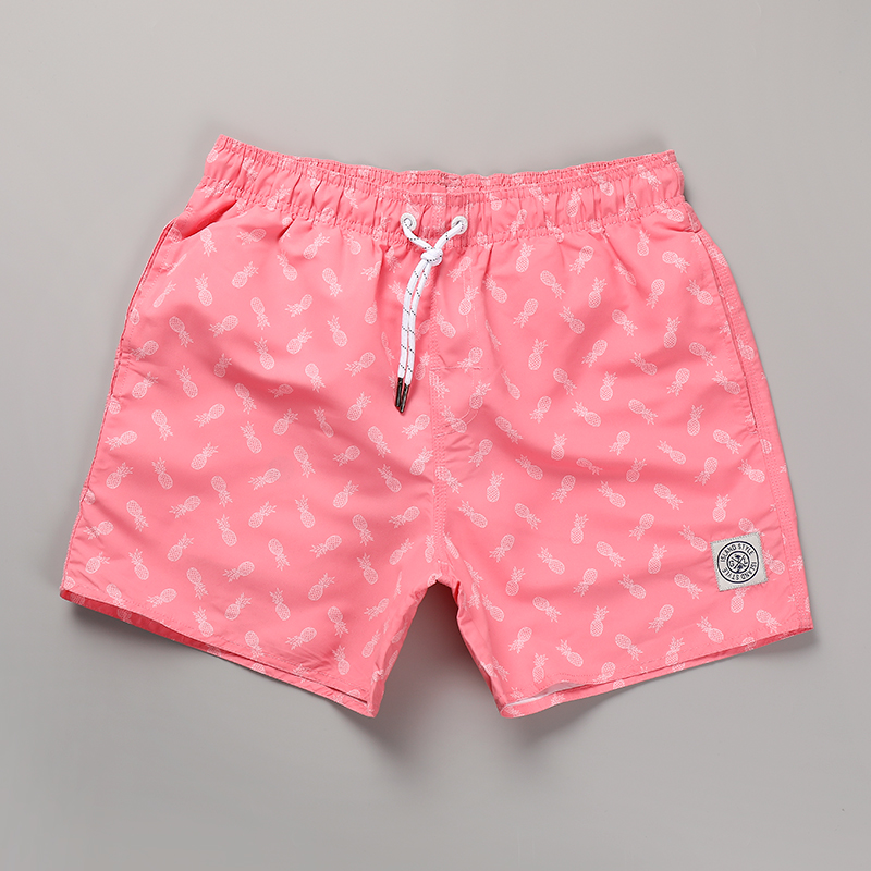 盖浪休闲短裤男潮牌宽松粉底菠萝