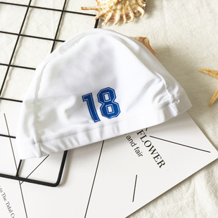 布泳帽 男女纯色数字18白色布帽游泳运动帽 专业游泳装备