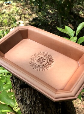 头层牛皮置物盘八角皮盘适用文玩手机手表钥匙饰品收纳防磨醒草盘