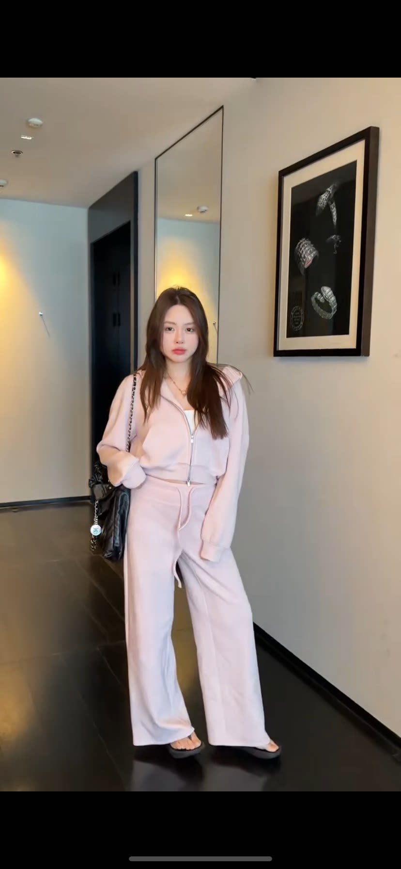 欧洲站2026年春装新款时尚连帽拉链卫衣外套+阔腿裤休闲运动套装