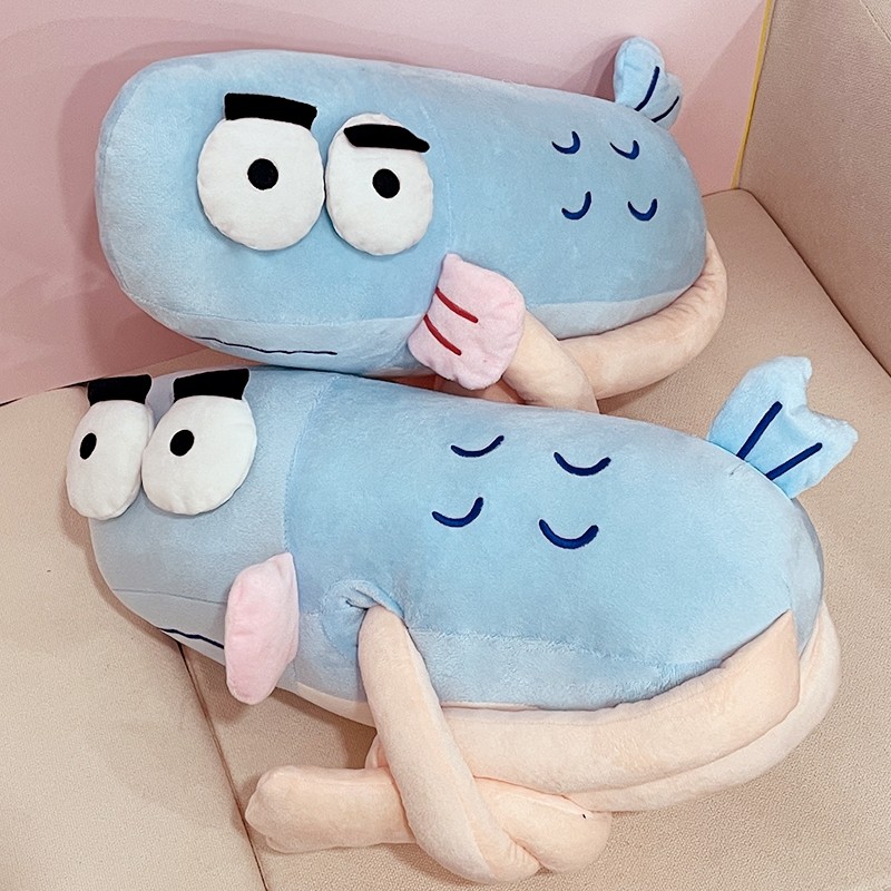 优趣优品原创天青色瞪眼鱼公仔玩偶毛绒玩具靠垫抱枕愚人节礼物女