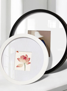 简约现代圆形相框10寸12寸7寸16挂墙46050cm中式装裱画框创意圆框