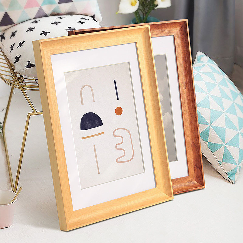 美式大尺寸挂墙相框装裱画框定制20寸4K5075柚木色18寸16创意像框