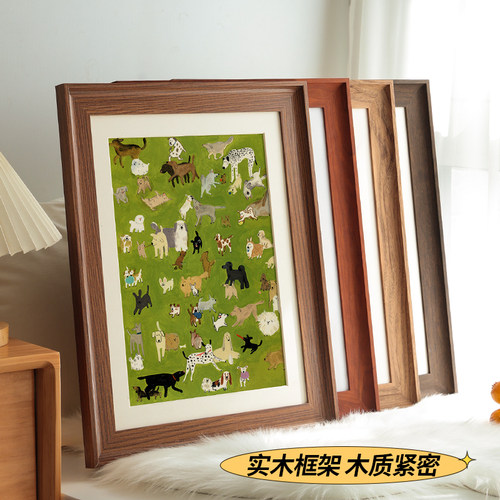 实木复古画框架装裱相框挂墙定制