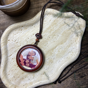 檀木双面照片定制汽车挂件送父母老公老婆520送男朋友高档礼物