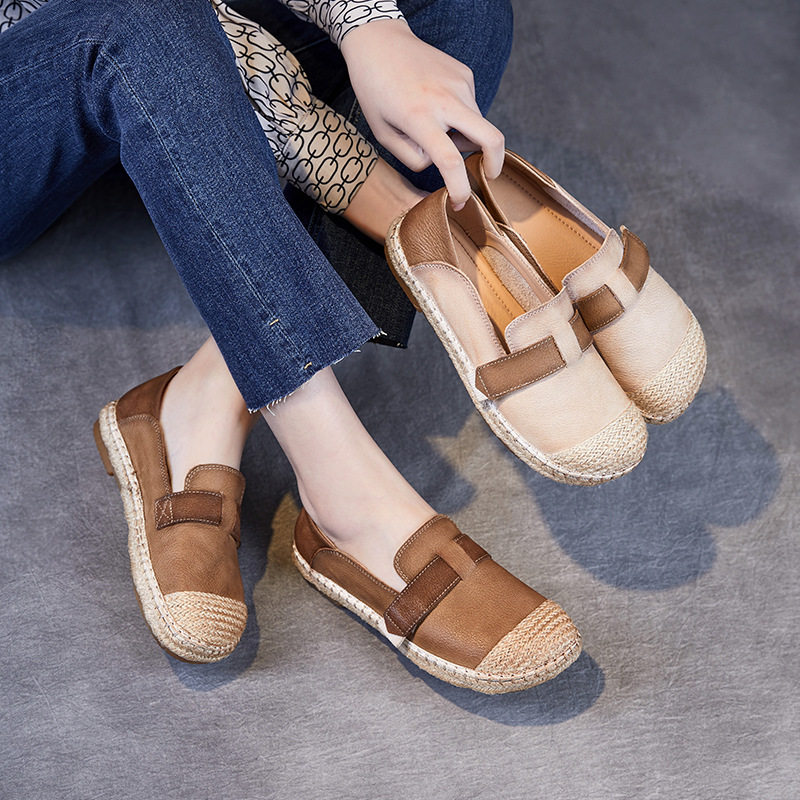 至美本色2025春夏新款渔夫鞋女一脚蹬麻绳编织单鞋真皮平底勃肯鞋,女鞋,渔夫鞋,淘宝优惠券,粉丝福利购,淘宝优惠卷