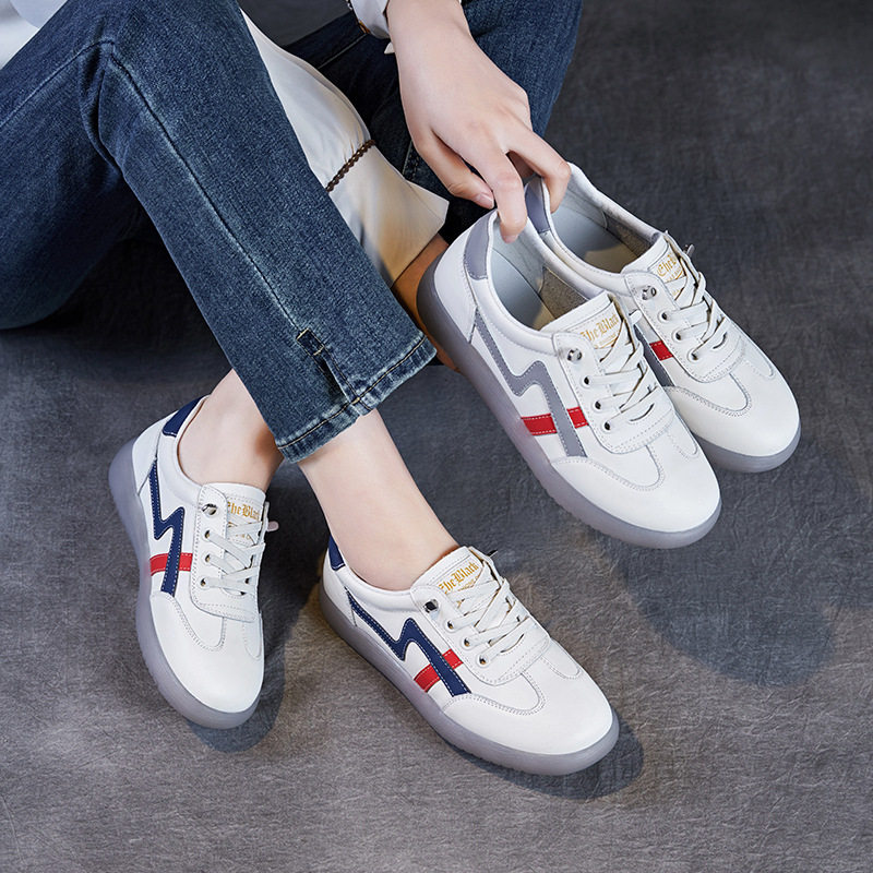 真皮德训小白鞋子女2025春季新款一脚蹬孕妇牛筋软底牛皮休闲板鞋,女鞋,德训鞋,淘宝优惠券,粉丝福利购,淘宝优惠卷