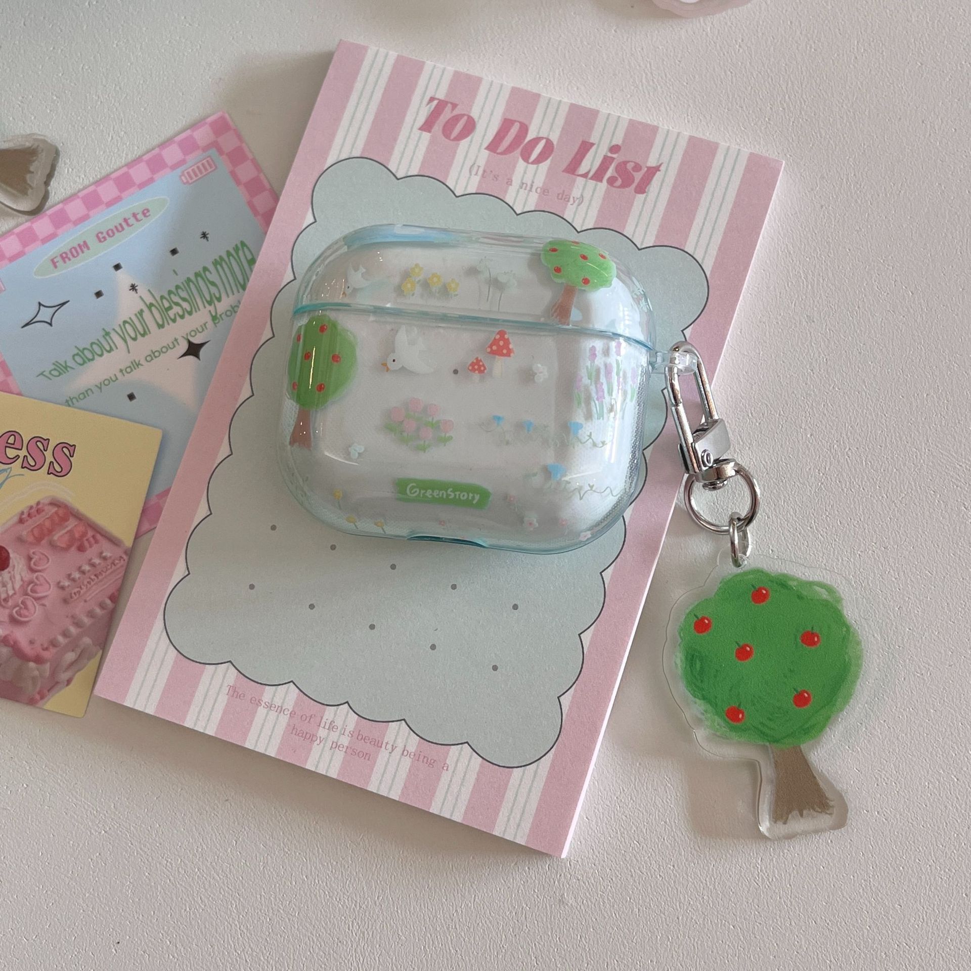 ins半透春日可爱小树airpods pro蓝牙保护套2代3代4代苹果耳机壳