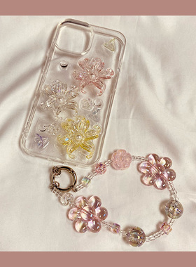 适用苹果16ProMax手机壳iPhone15韩系ins风立体滴胶花朵13气质女款14plus高级感新款11白色12pm艺术唯美