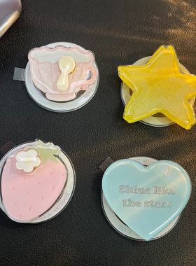 闪粉蓝色爱心草莓磁吸支架适用MagSafe手机强力吸附桌面懒人支架