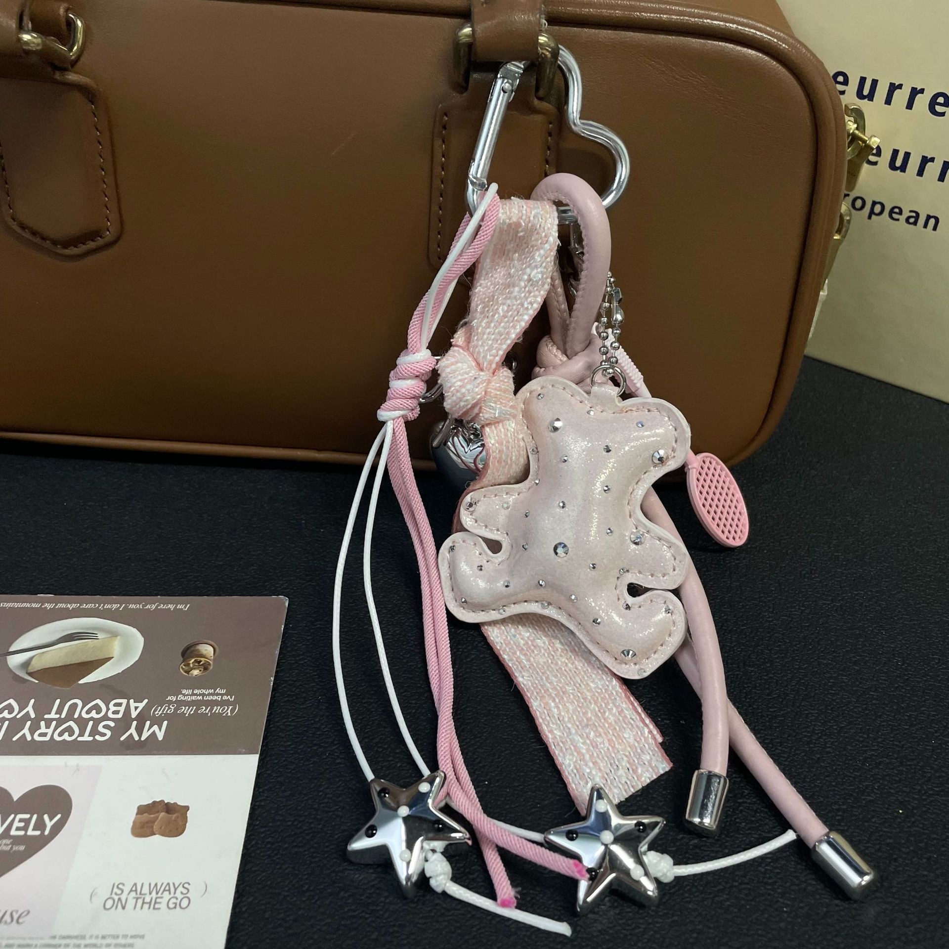 可爱ins银色五角星挂饰挂绳长绳公仔背带挂链挂件通用