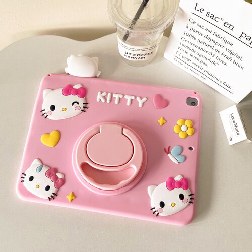 日系可爱卡通HelloKitty适用iPadpro保护壳带可支撑支架air3/5软硅胶2021女新款mini6防摔11寸全包苹果平板套