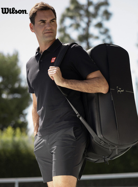 官方正品wilson费德勒RF01网球包双肩时尚黑色球拍包女大容量男包