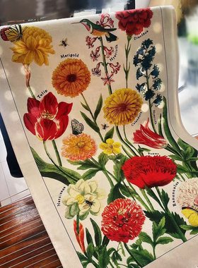 周A家cL花卉茶巾出口单挂画摆拍背景文艺风茶巾装饰画防尘盖布