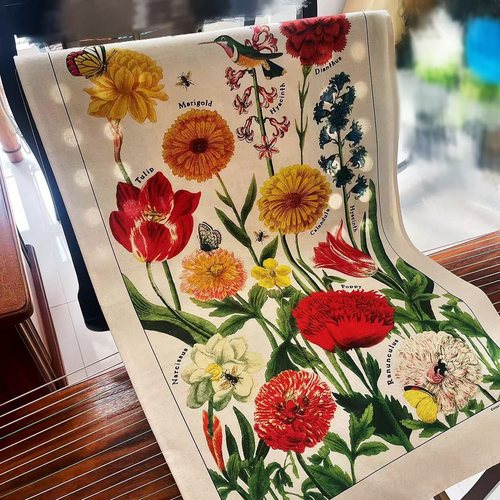 周A家cL花卉茶巾出口单挂画摆拍背景文艺风茶巾装饰画防尘盖布