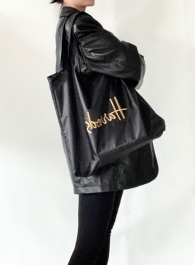 周A家Harrods简约便携大容量单肩环保购物袋可折叠收纳袋通勤包