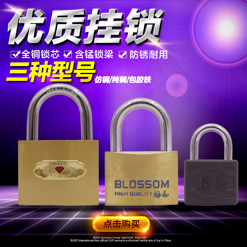 挂锁仿铜挂锁铁挂锁梅花牌铜挂锁铜锁箱锁锁门挂锁