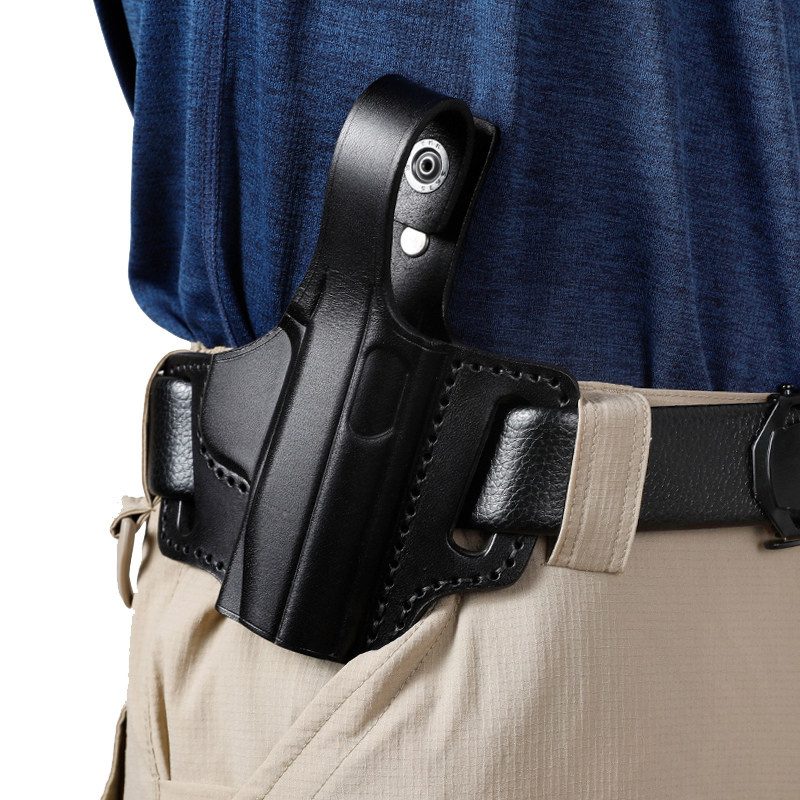 龙鳞甲真皮64 7792 枪套影视道具快拔穿腰牛皮枪套外隐蔽半包斜扣