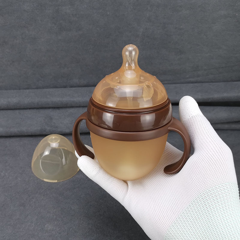 婴儿防胀气仿真母乳7cm广口径软硅胶奶瓶宝宝喂奶150ml 250ml手柄