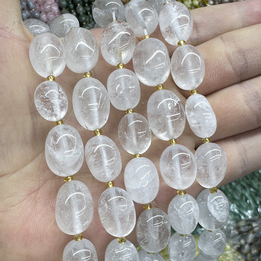 天然白水晶散珠随形奶白水晶原石手链项链DIY半成品手串饰品配件