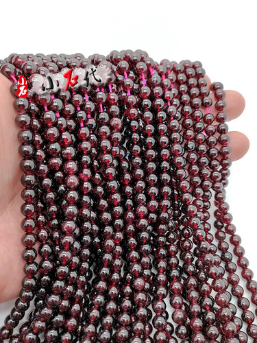 天然红石榴石圆珠DIY散珠现货