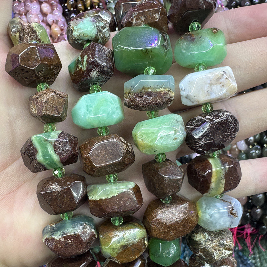 天然澳洲玉石散珠不定形切面水晶原石手链项链半成品DIY手串饰品