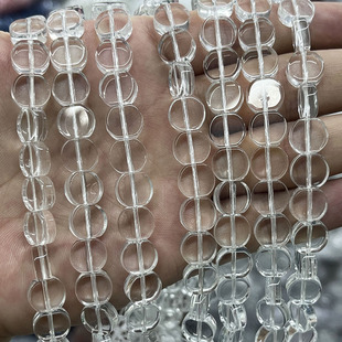 天然优化合成白水晶散珠圆饼手链项链手串半成品水晶diy配件饰品