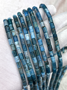 天然蓝磷灰石散珠圆柱手链项链半成品水晶DIY材料手串珠饰品配饰