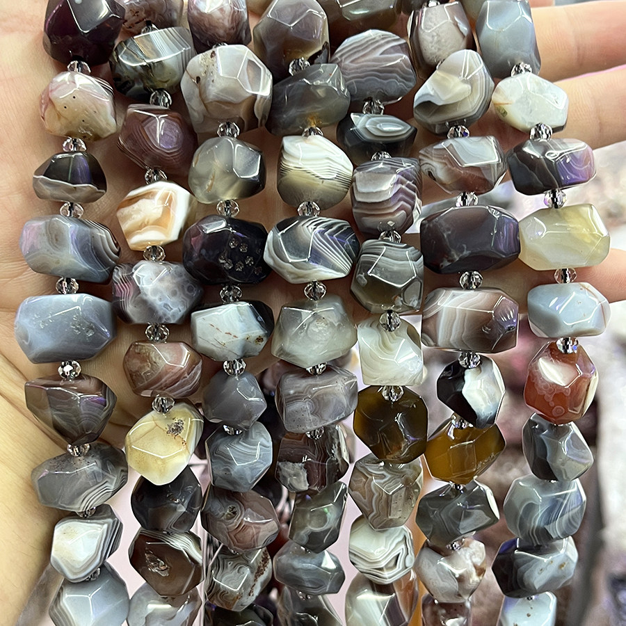 天然波斯湾玛瑙不定形散珠手链项链半成品DIY水晶原石手串珠饰品