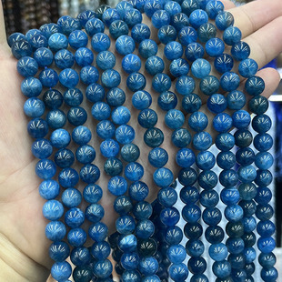 天然水晶蓝磷灰石圆珠散珠手链项链半成品珠子DIY手串饰品配件