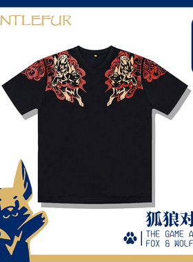 【GentleFur】Furry潮流印花T恤 原创高端短袖抗皱修身T恤V领潮流