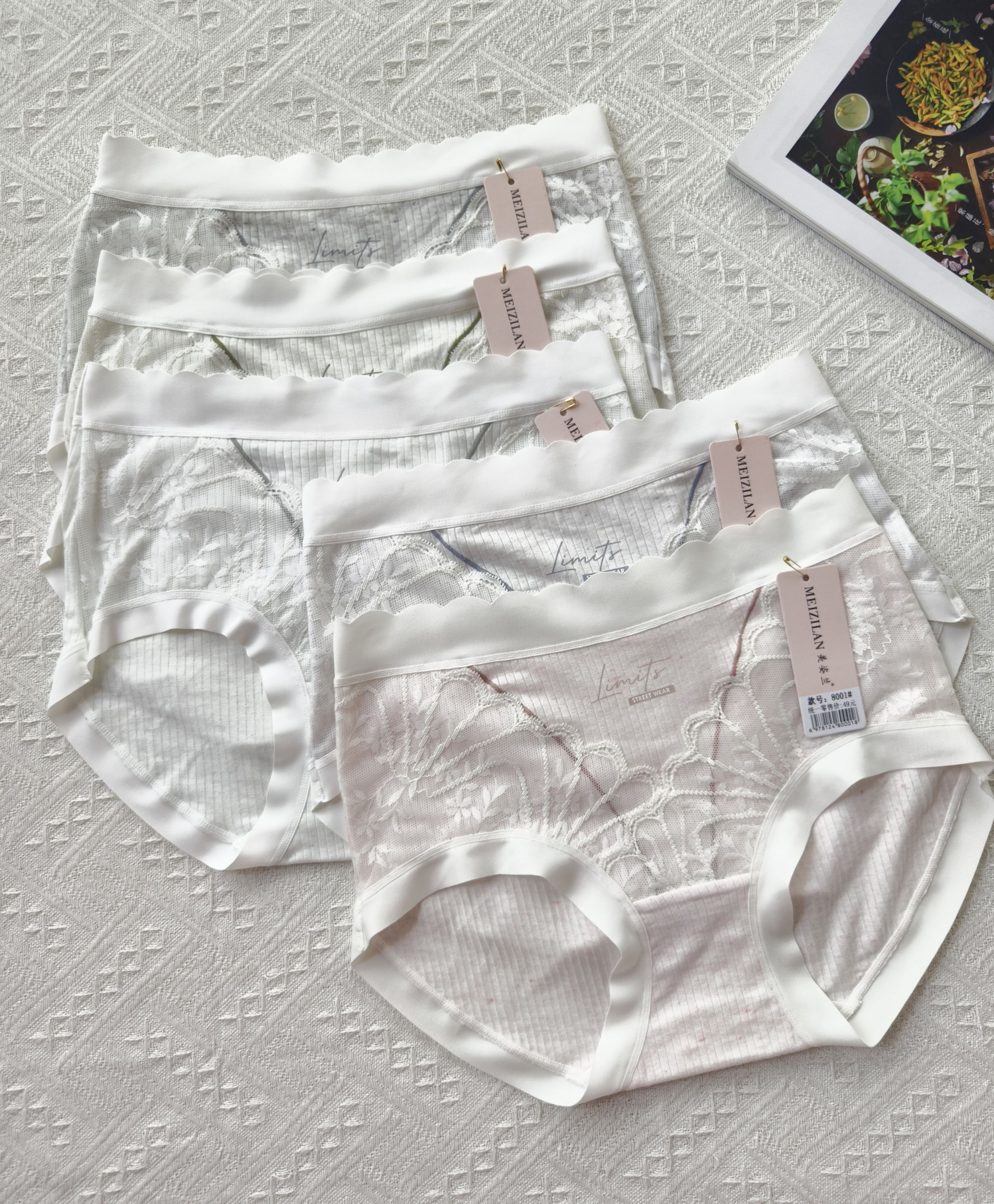 美姿兰品牌女士内裤 纯棉底裆舒适中腰有机棉少女时尚三角短底裤