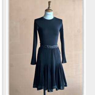 艺术生跳舞套装 舞蹈生拉丁瑜珈紧身上衣加高腰大摆半身裙套裙