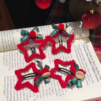 星星发夹女头饰侧边蝴蝶结发饰