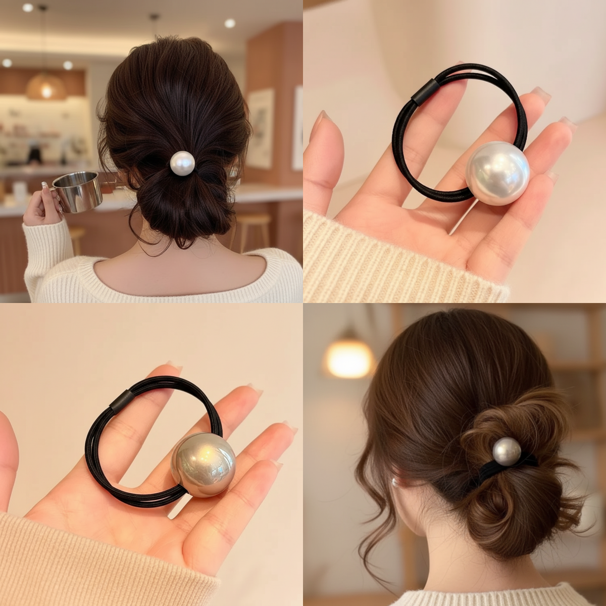 珍珠头绳高弹力头饰丸子头皮筋