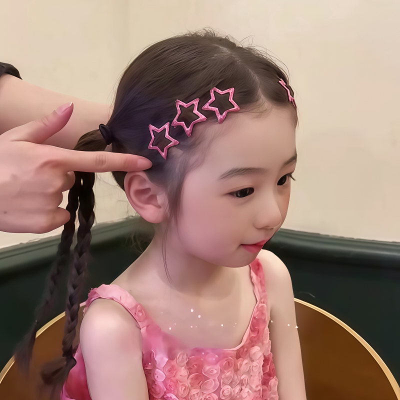 发夹女五角星bb夹侧边后脑勺
