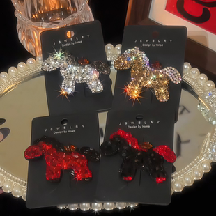 新年马年满钻小马发夹女2026新款红色过年侧边碎发刘海夹子头饰