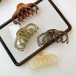 果冻色大号鲨鱼夹子女后脑勺盘发抓夹气质复古发夹发量多发卡头饰