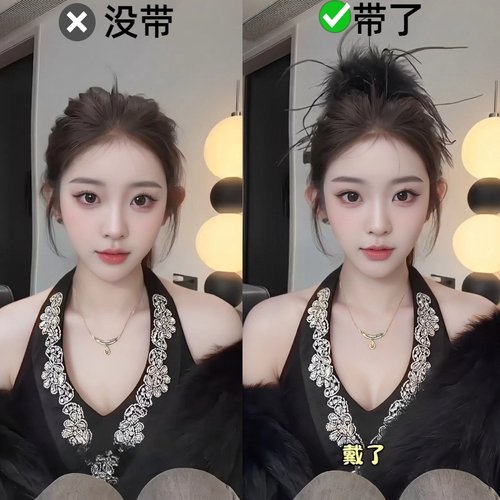 羽毛抓夹女高级感鸵鸟毛发夹后脑勺发量多鲨鱼夹毛毛发卡夹子头饰