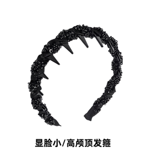 黑色赫本风高颅顶波浪洗脸发箍女2025新款显脸小头箍春夏发卡头饰