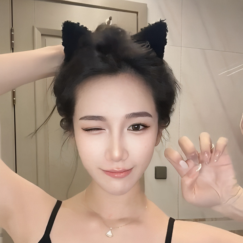 韩国发饰可爱猫咪发箍绒毛甜美猫耳朵发饰洗脸面膜束发带头饰头箍