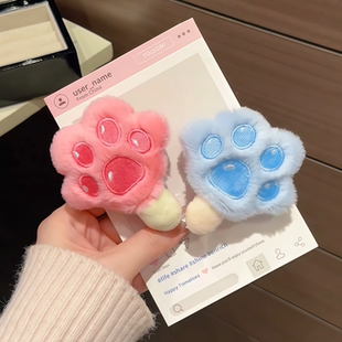 可爱卡通抓抓冰棍朱迪尼克发夹甜美少女刘海侧边夹秋冬毛茸茸发卡