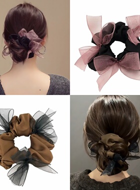 许我耀眼许妍同款紫色蝴蝶结大肠发圈女2025新款丸子头皮筋扎发绳