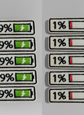新款刺绣文字电量1%99%趣味搞怪头发夹子发卡布艺边卡头饰碎发夹