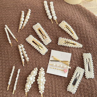 珍珠发夹刘海前额碎发边夹bb夹网红一字夹发卡2024年新款夹子头饰