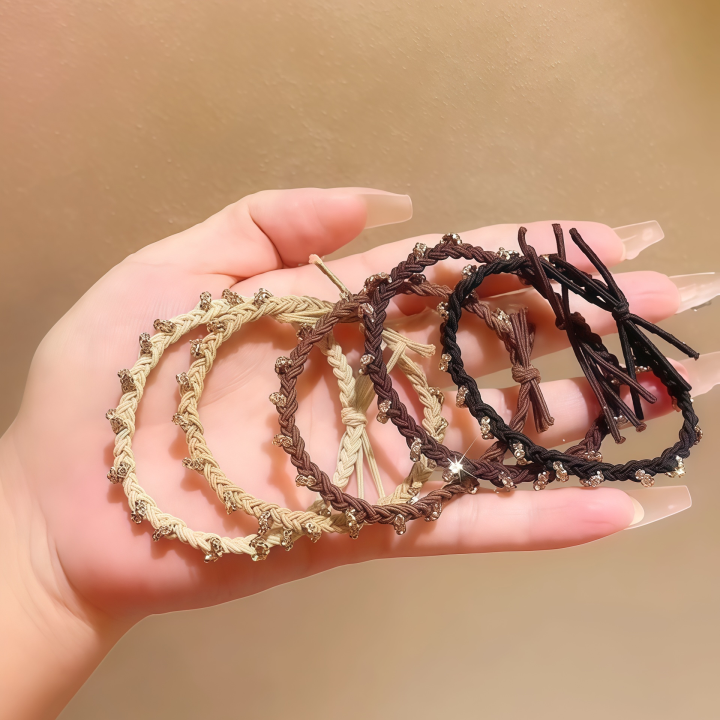 头绳女轻奢简约气质水钻皮圈高弹力耐用发绳高马尾扎头发橡皮筋