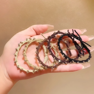 头绳女轻奢简约气质水钻皮圈高弹力耐用发绳高马尾扎头发橡皮筋