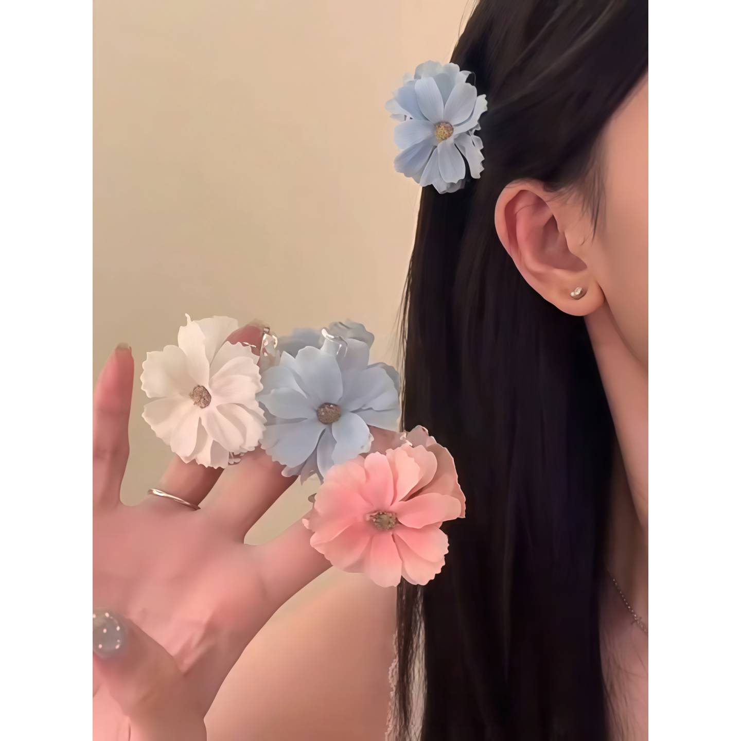 花朵抓夹女侧边刘海夹子头花